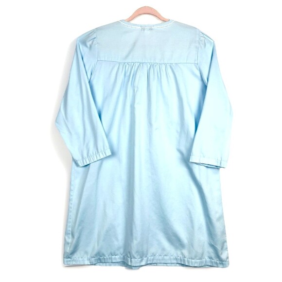 VTG Miss Elaine Blue Nightgown Sleepshirt Womens SZ L Embroidered Collar Retro - Picture 3 of 10